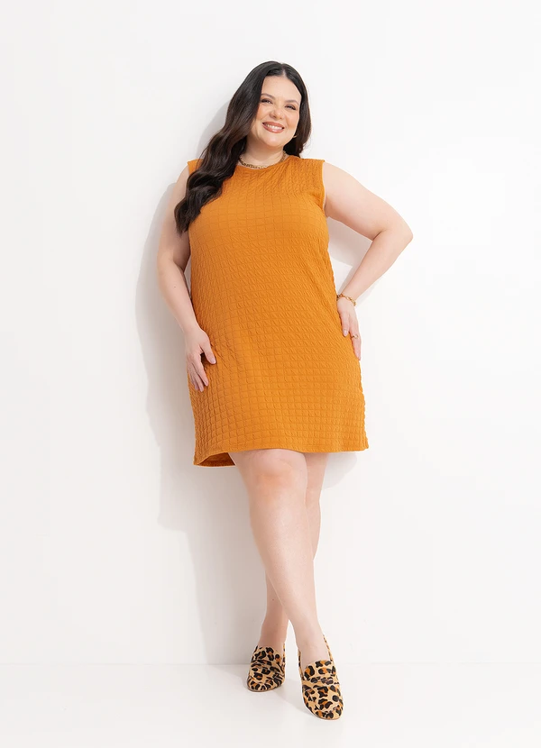 Marguerite - Vestido Caramelo em Malha com Textura 3