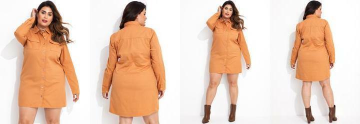 Vestido Chemise Caramelo em Sarja
