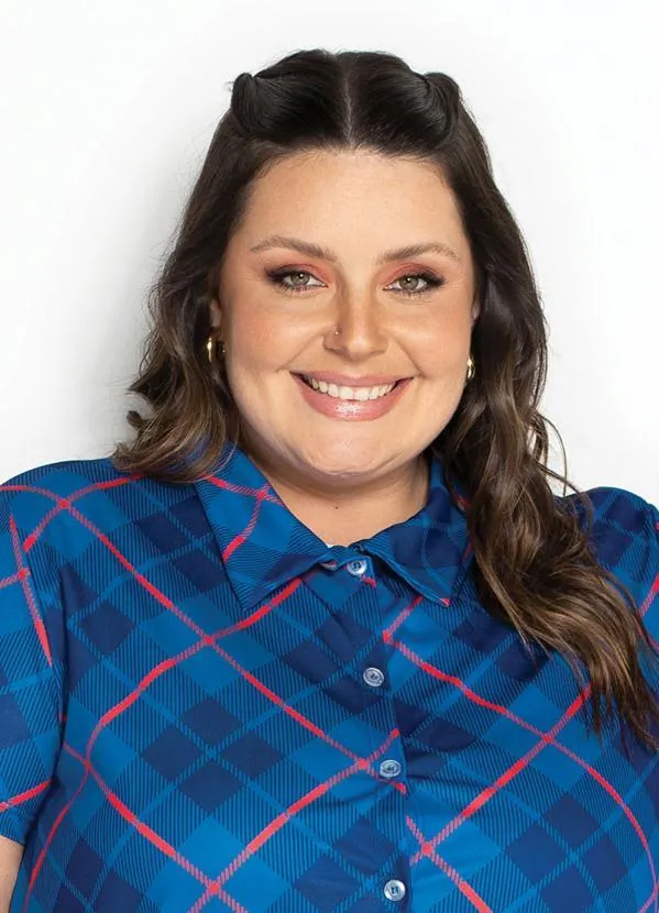 Marguerite - Vestido Chemise Xadrez Azul Plus Size 3