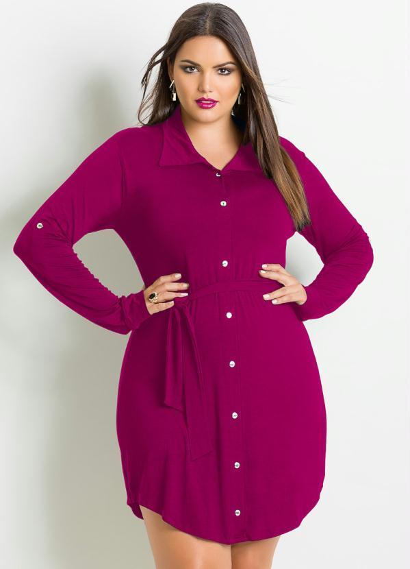 Vestido Chemisier Curto (Fucsia)