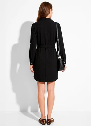 Quintess - Vestido Chemisier Curto Preto - QUINTESS
