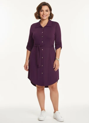 Quintess - Vestido Chemisier Curto Vinho - QUINTESS