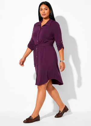 Quintess - Vestido Chemisier Curto Vinho - QUINTESS