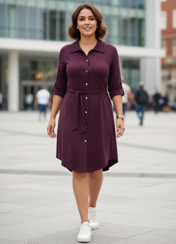 Quintess - Vestido Chemisier Curto Vinho 6