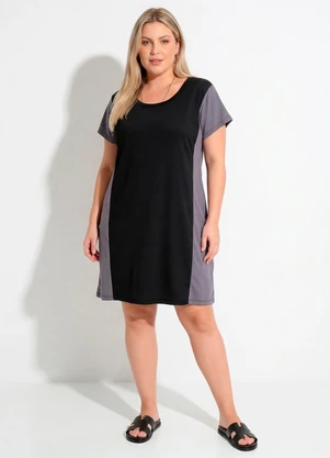 Marguerite - Vestido Cinza e Preto em Malha de Poliéster - MARGUERITE