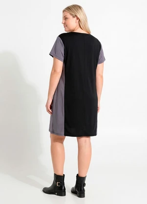 Marguerite - Vestido Cinza e Preto em Malha de Poliéster - MARGUERITE