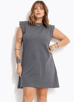 Marguerite - Vestido Cinza em Malha Cotton - MARGUERITE