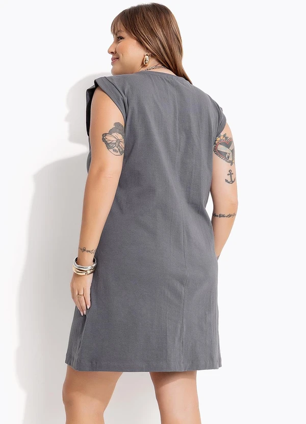 Marguerite - Vestido Cinza em Malha Cotton 2