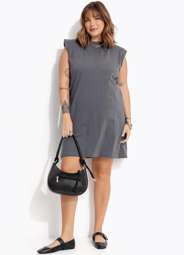 Marguerite - Vestido Cinza em Malha Cotton 3