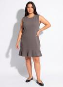Vestido Cinza em Malha Crepe Encorpada
