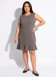 Vestido Cinza em Malha Crepe Encorpada