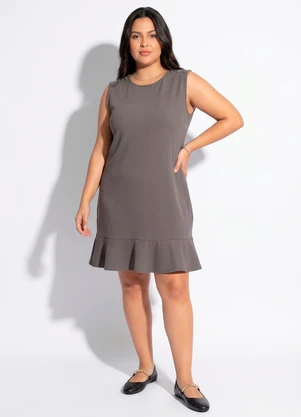 Marguerite - Vestido Cinza em Malha Crepe Encorpada - MARGUERITE