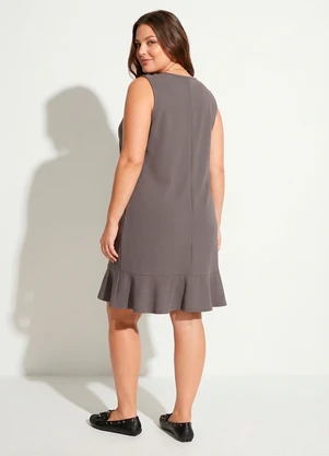 Marguerite - Vestido Cinza em Malha Crepe Encorpada - MARGUERITE