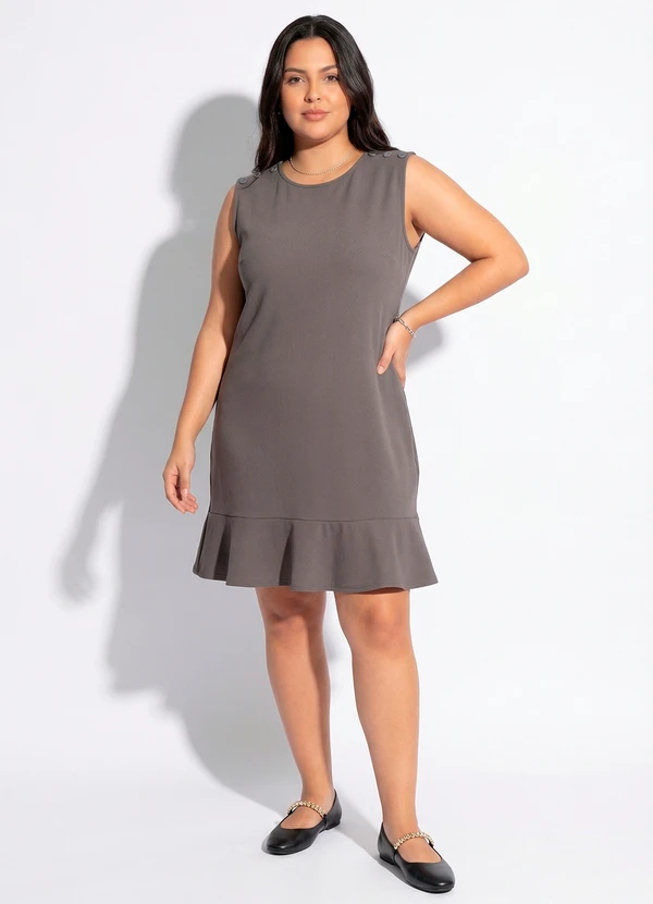 Marguerite - Vestido Cinza em Malha Crepe Encorpada