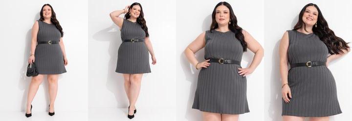 Vestido Cinza Malha Tric�
