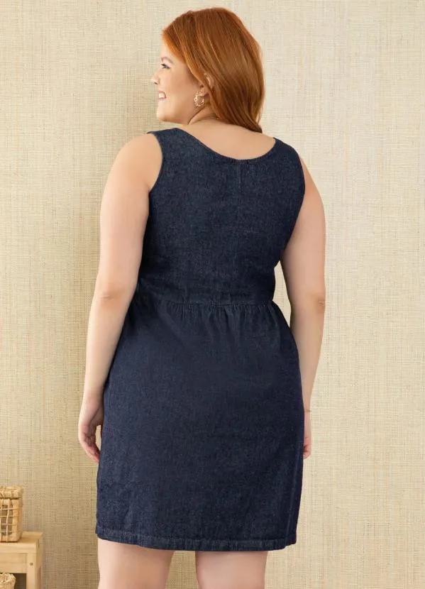 Quintess - Vestido Clássico Jeans Escuro com Botões 2