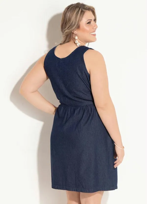 Quintess - Vestido Clássico Jeans Escuro com Botões 6