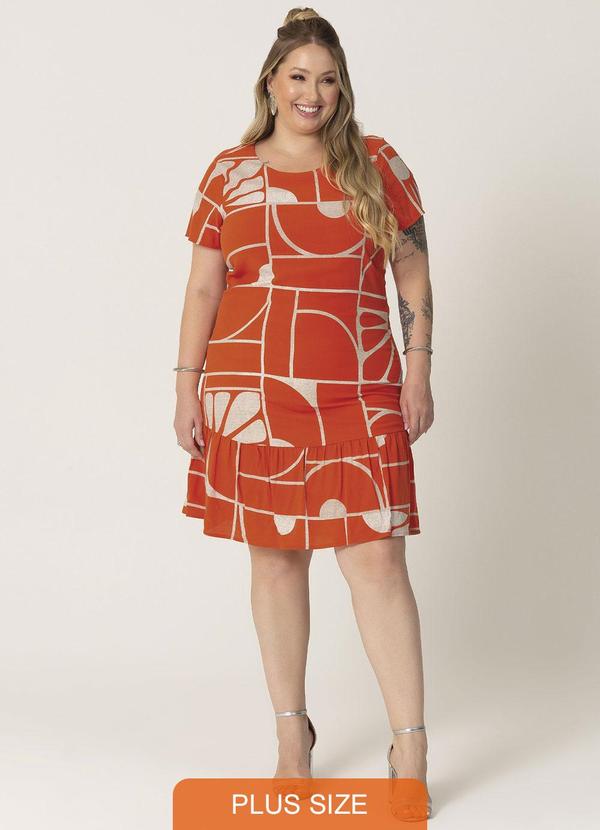 Habana - Vestido com Babado na Saia Laranja