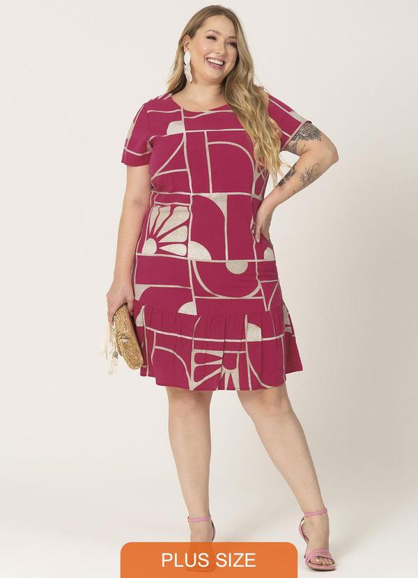 Habana - Vestido com Babado na Saia Rosa