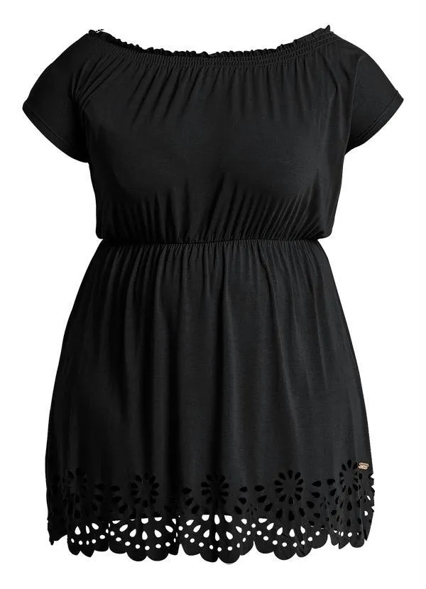 Quintess - Vestido com Detalhe Vazado Preto 2