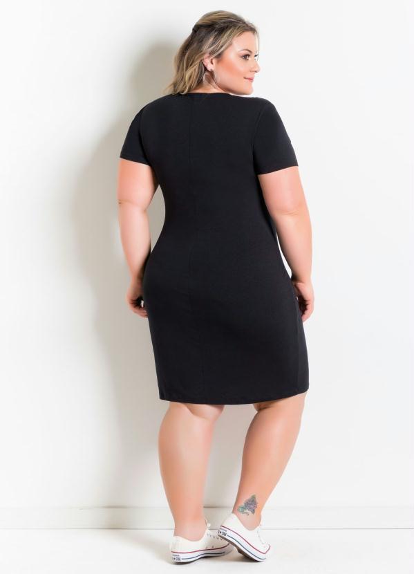Marguerite - Vestido com Estampa Metalizada Plus Size Preto 4