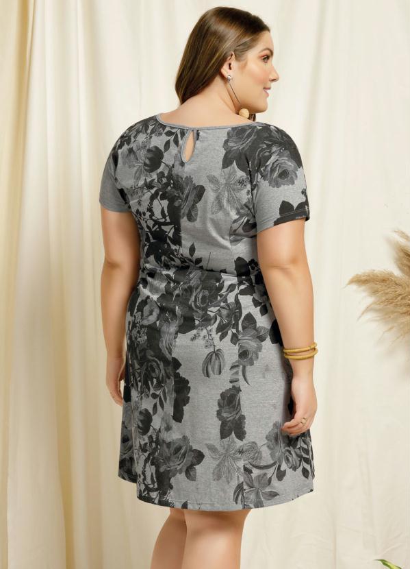 Marguerite - Vestido com Gota Floral Preto Plus Size 2