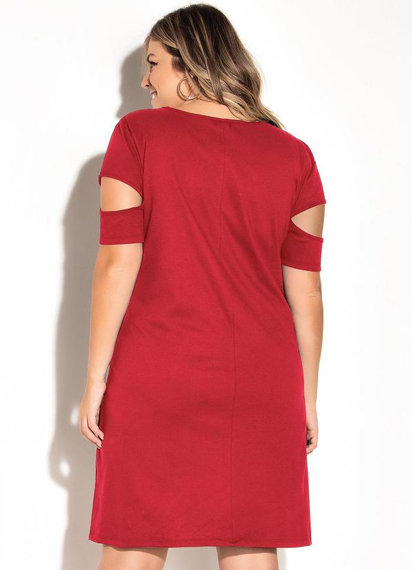 Marguerite - Vestido com Mangas Vazadas Plus Size Vermelho 3
