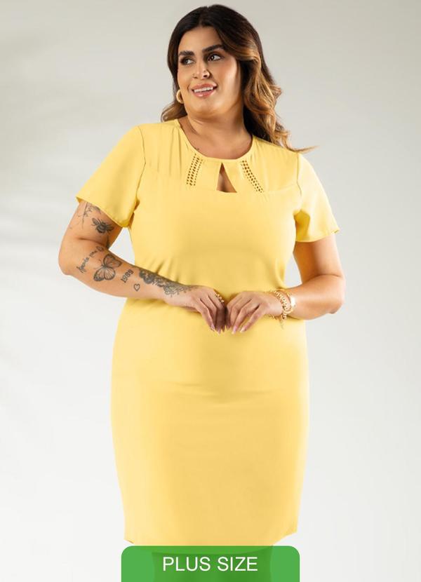 Cativa - Vestido com Recorte no Busto Amarelo