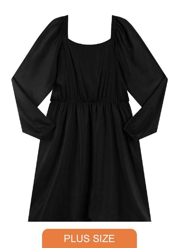Rezzato - Vestido Curto Amplo Plus Size Feminino Preto