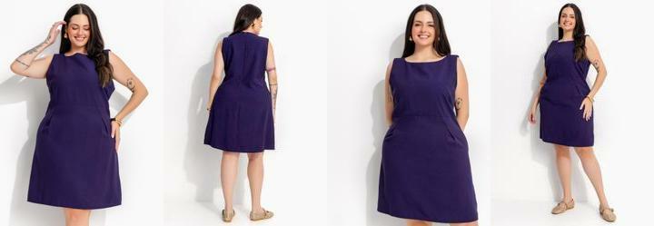 Vestido Curto Azul Marinho em Alfaiataria