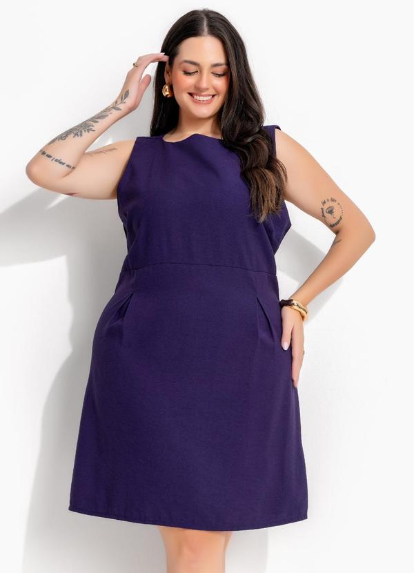 Vestido Curto Azul Marinho em Alfaiataria