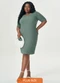 Lisamour - Vestido Curto Canelado de Manga Curta Preto - variação: Verde