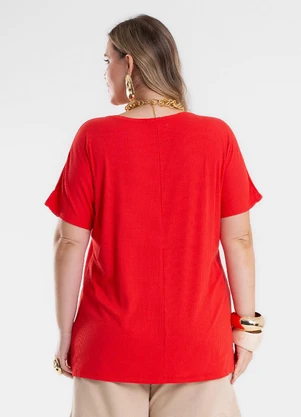 Secret Glam - Vestido Curto Canelado Plus Size Vermelho - SECRET GLAM