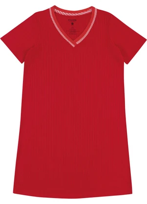 Malwee - Vestido Curto Canelado PlusVermelho - MALWEE