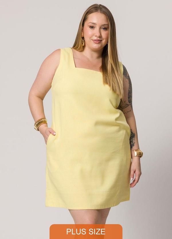 Lisamour - Vestido Curto com Alça Larga Amarelo