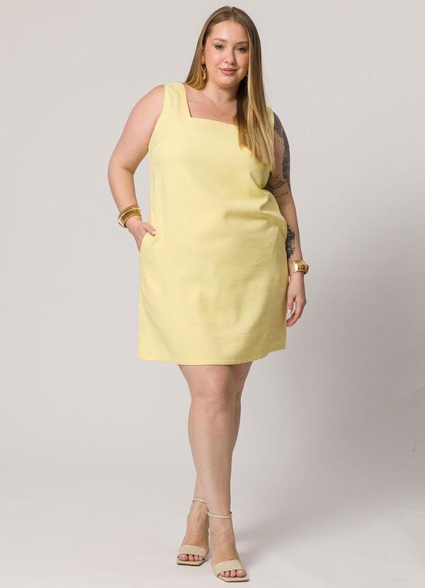 Lisamour - Vestido Curto com Alça Larga Amarelo 2