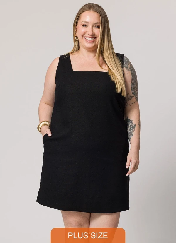 Lisamour - Vestido Curto com Alça Larga Preto
