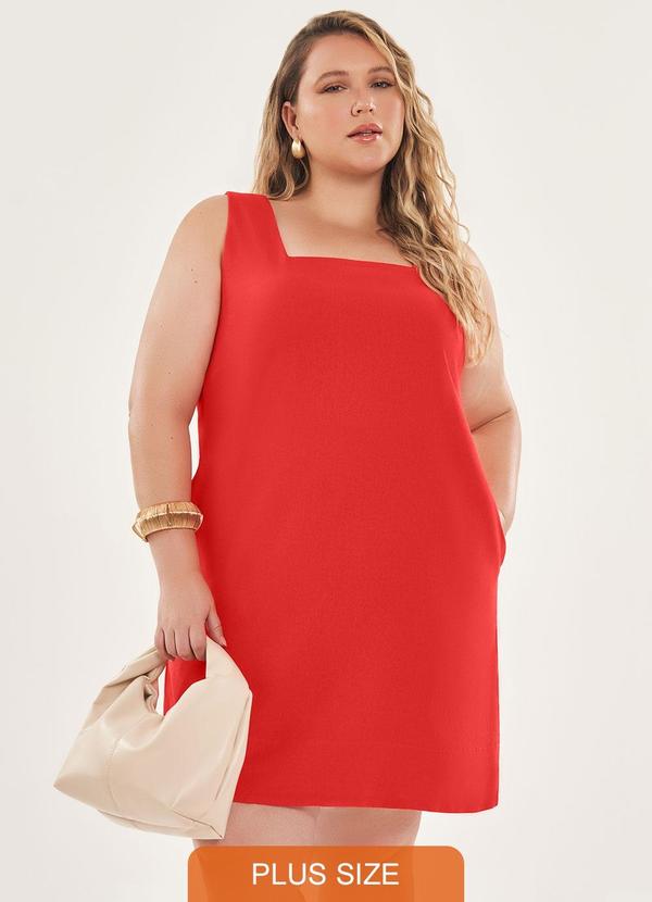 Lisamour - Vestido Curto com Alça Larga Vermelho