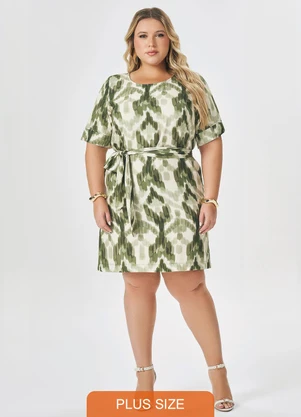 Lisamour - Vestido Curto com Faixa na Cintura Verde - LISAMOUR