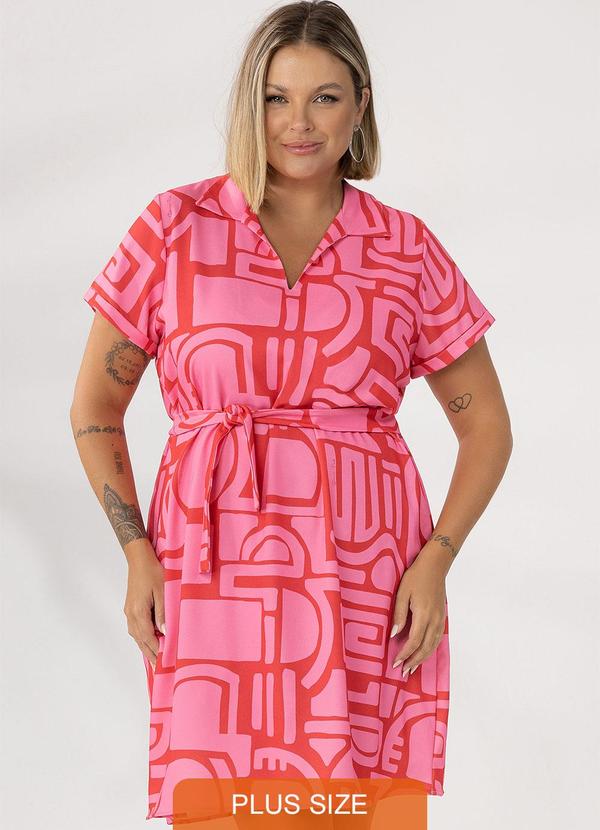 Donna Peck - Vestido Curto Crepe Estampado Vermelho
