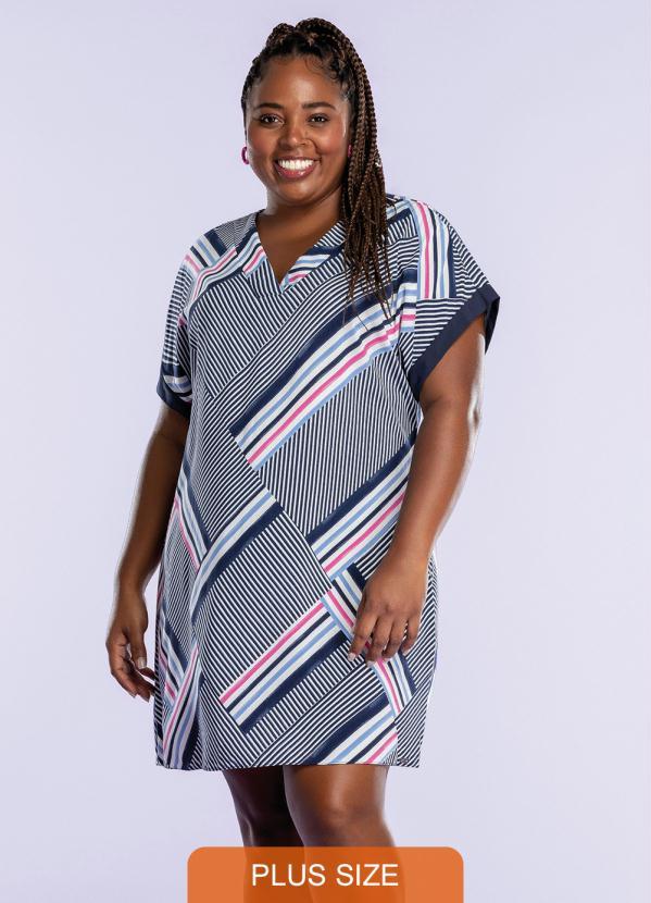 Maelle - Vestido Curto Decote V Azul