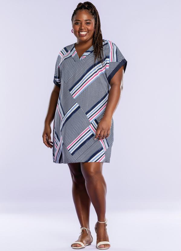 Maelle - Vestido Curto Decote V Azul 2