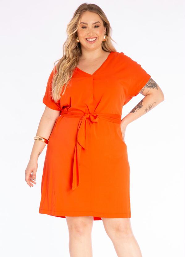 Lisamour - Vestido Curto em Tecido Plano Laranja