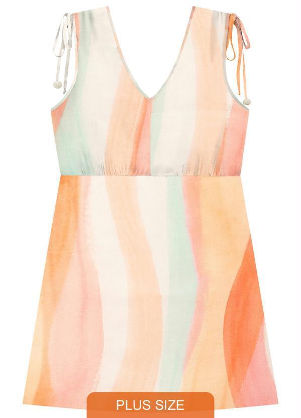 Lunender Mais Mulher - Vestido Curto Estampado com Amarração Laranja