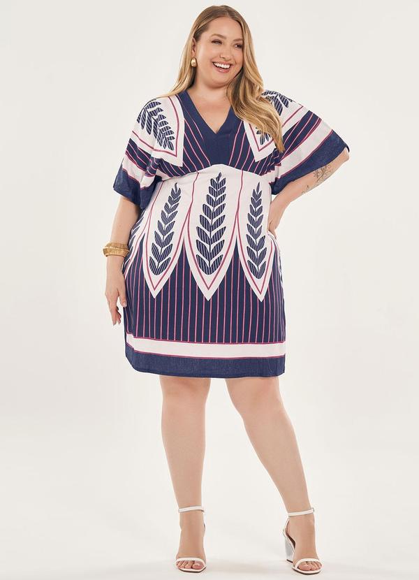 Lisamour - Vestido Curto Estampado Decote V Azul 2