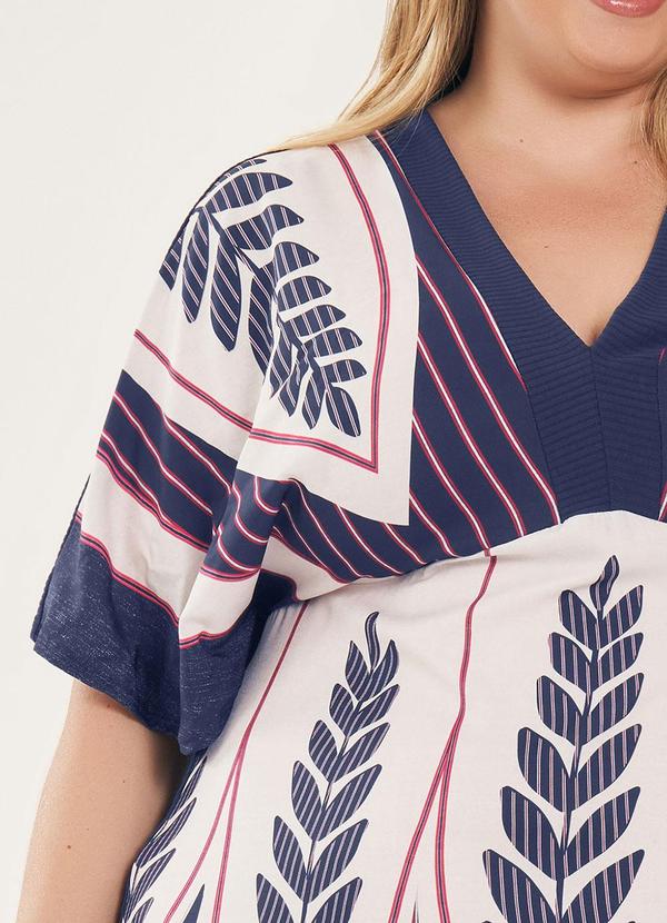 Lisamour - Vestido Curto Estampado Decote V Azul 3