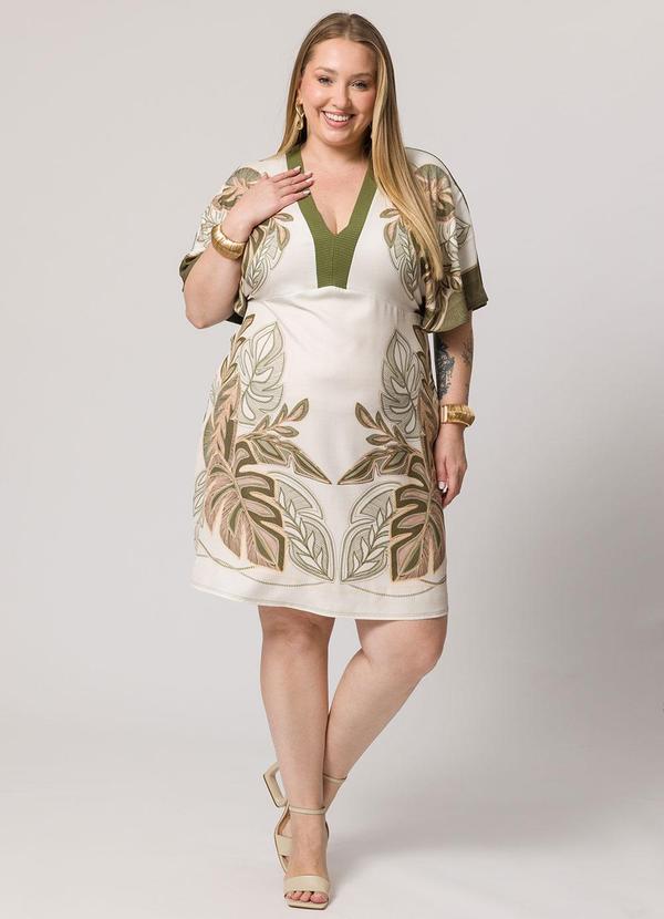 Lisamour - Vestido Curto Estampado Decote V Verde 1