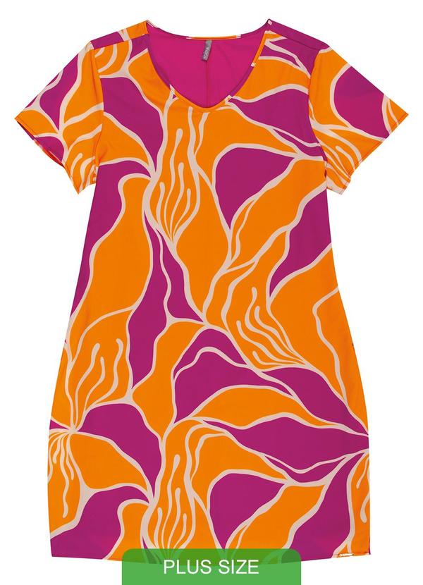 Cativa Plus Size - Vestido Curto Estampado Lilás