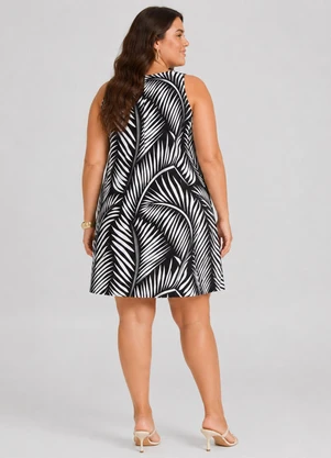 Infinita Cor - Vestido Curto Estampado Plus Size Preto - INFINITA COR