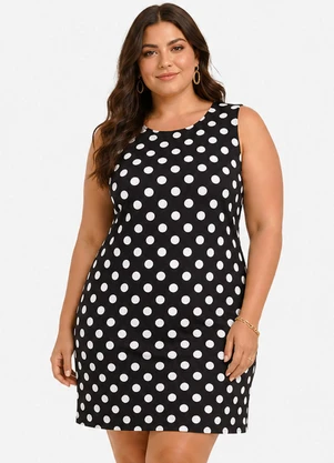 Infinita Cor - Vestido Curto Estampado Plus Size Preto - INFINITA COR